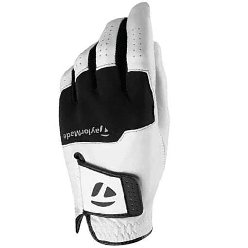 TaylorMade Stratus Leather Glove Gents Left Hand White - Black -Taylormade P TA8H0202TMSTRATUSGLOVEGLHWHIBLK 2 L